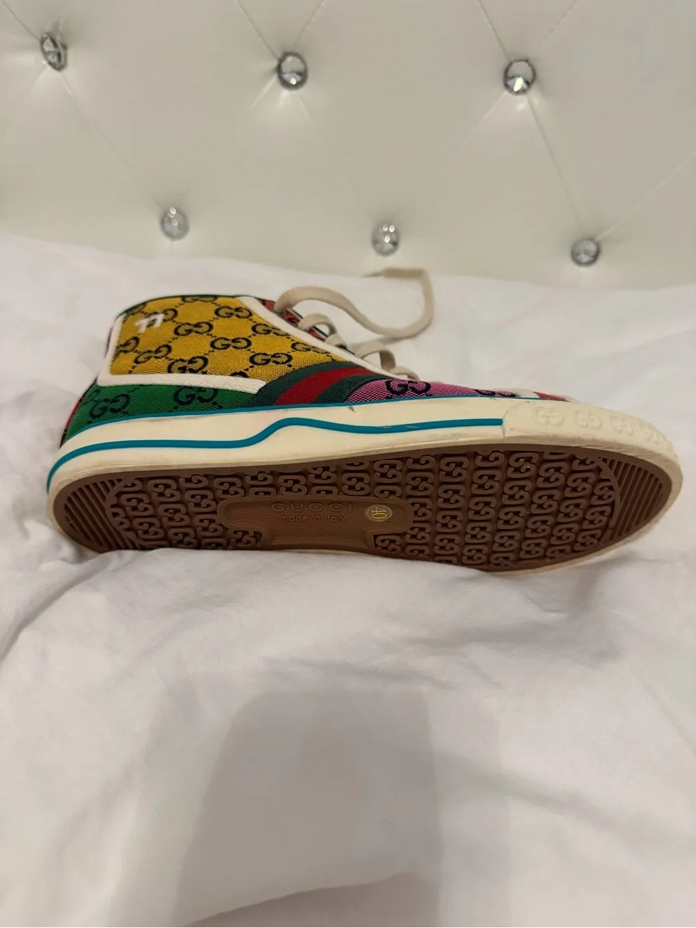 Gucci Kids Multicolor High-Top Logo Canvas Sneakers
